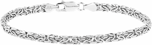 Italian 925 Sterling Silver or 18K Gold Plated 4Mm Byzantine Link Chain Anklet Ankle Bracelet for Women, Made in Italy