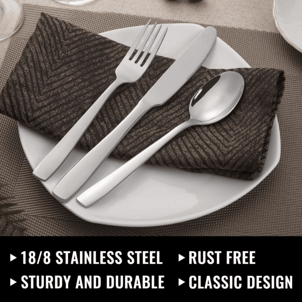 48-Piece Silverware Set with Steak Knives for 8, 18/8 Stainless Steel Flatware Cutlery Set for Home Kitchen Restaurant Hotel, Kitchen Utensils Set, Mirror Polished, Dishwasher Safe - Image 3