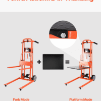 Material Lift Winch Stacker, 330Lbs Capacity Pallet Truck Dolly, 42.9In Max Lifting Height Manual Winch Stacker, Multifunctional Manual Pallet Truck Stacker with Swivel Casters and Lift Plate - Image 3