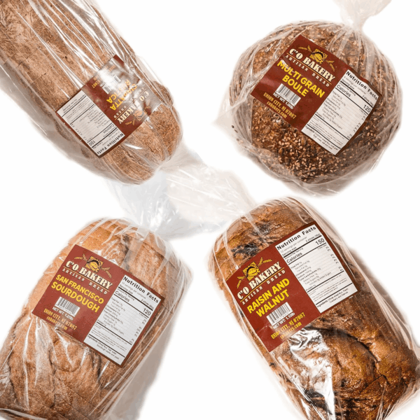 Artisan Bread - Handmade, All Natural, High Fiber, Sliced Loaf Multipacks (Variety Bundle 4 Loaves) Sourdough, Ciabatta, Multi Grain Boule, Raisin & Walnut 4 Piece Set - Image 3