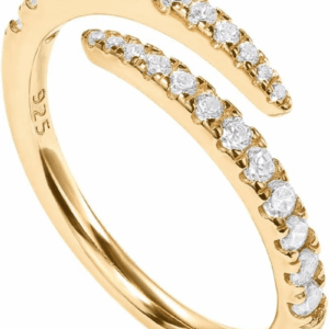 14K Gold Plated Cubic Zirconia Open Twist Eternity Band for Women