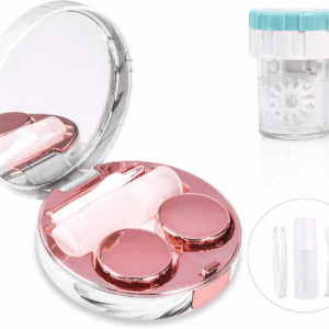 Contact Lens Travel Kit with Cleaner Washer, Portable Contact Box with Mirror Tweezers Remover Tool Solution Bottle for Daily Outdoor