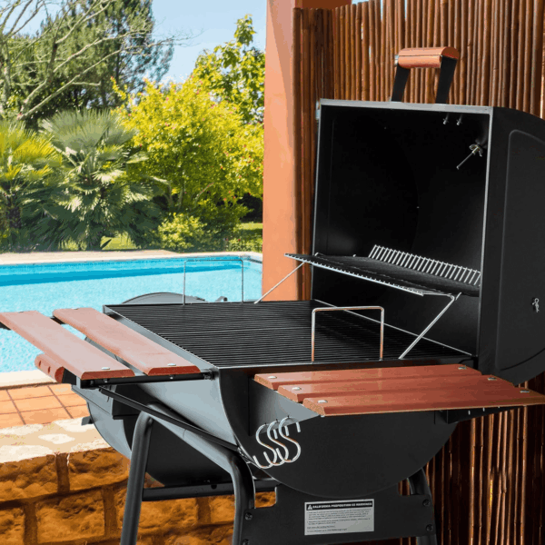CC1830W 30-Inch Charcoal Grill with Offset Smoker and Wood-Painted Side Table, Outdoor Smoker Grill with 811 Sq. In. Cooking Area for Outdoor Barbecue Event, Black - Image 10