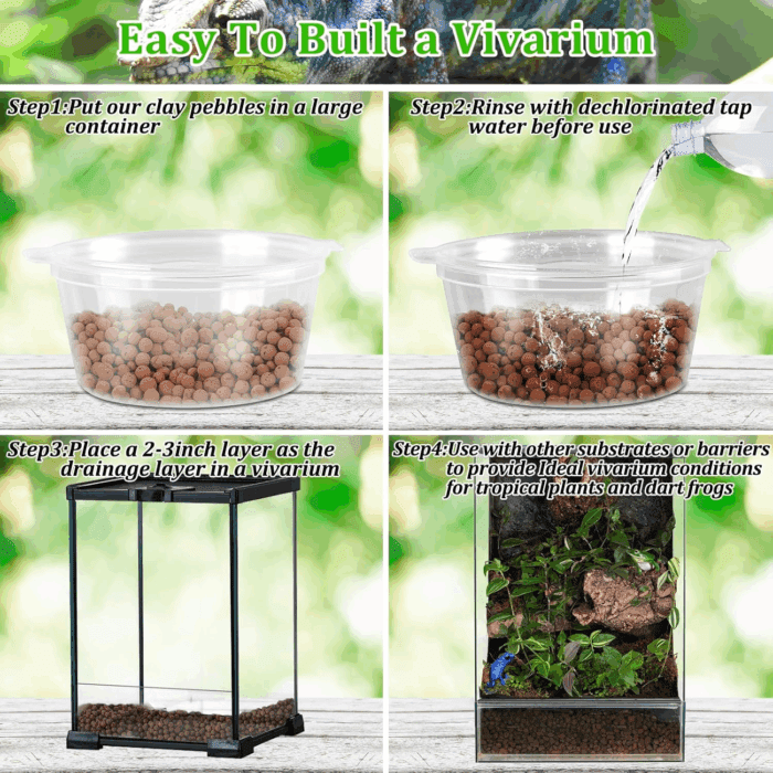 10LBS Expanded Clay Balls Terrarium Substrate for Reptiles - 100% Organic Lightweight Clay Pebbles Substrate Frogs False Bottom Substrate, Bioactive Terrarium Substrate for Drainage and Moisture - Image 3