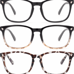 Stylish Blue Light Glasses for Woman - Computer Glasses 99% Blue Light Blocking - Lightweight TR90 Frames - 3 Pack