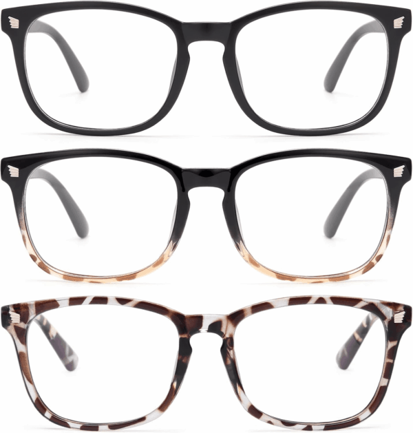 Stylish Blue Light Glasses for Woman - Computer Glasses 99% Blue Light Blocking - Lightweight TR90 Frames - 3 Pack