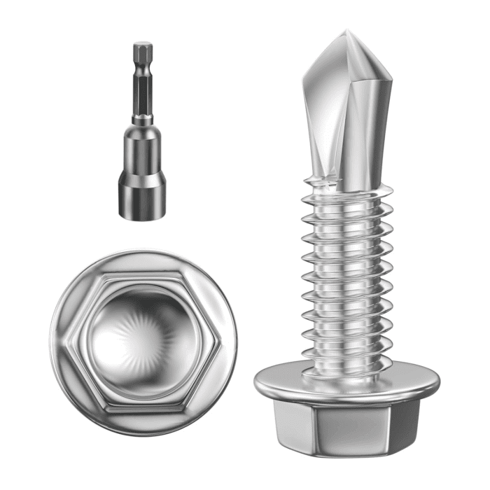 (300Pcs) #8×3/4" Hex Washer Head Self Drilling Screws, 410 Stainless Steel Metal Sheetscrews，Tek Screws, Self Drilling Screws, Self Tapping Screws,Sheet Metal Screws