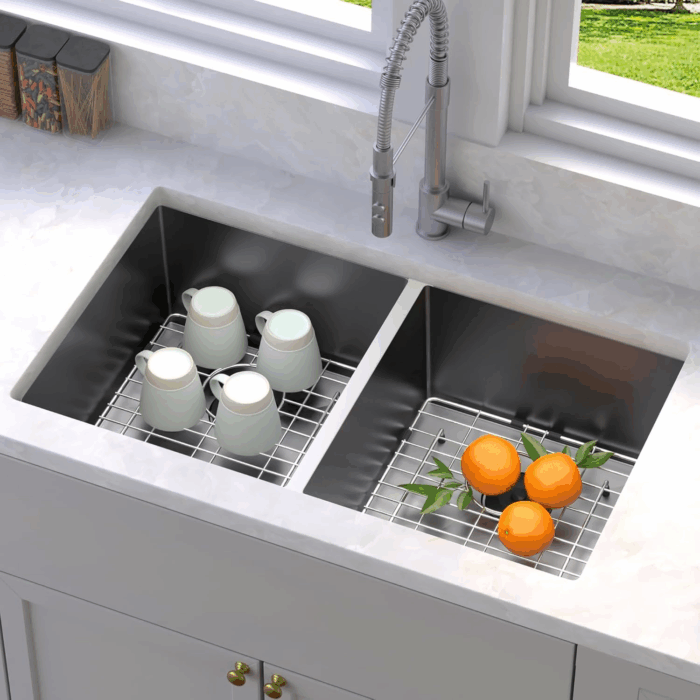 Kitchen Sink 33" X 19" X 10" Undermount 304 Stainless Steel 50/50 Double Bowl with Accessories 16 Gauge for Workstation, Prep Kitchen, Bar - Image 5