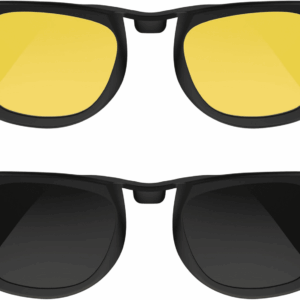 Polarized Clip Compatible with Ray-Ban Meta Wayfarer (RW4006 Size M Standard 50-22) Smart Glasses Color Changing Clip Set (Night Vision Yellow, Black)