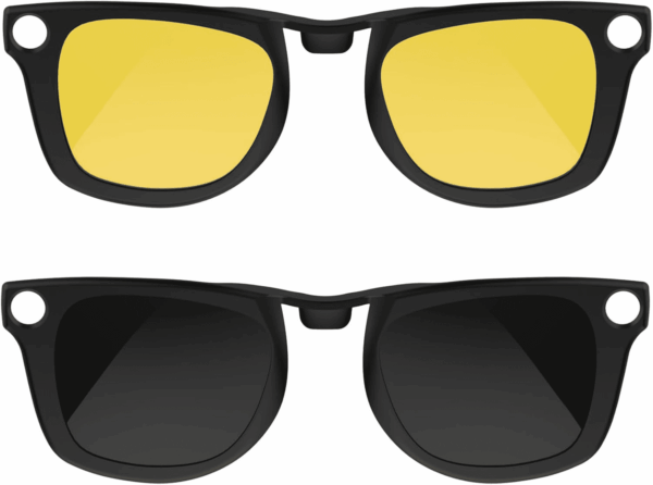 Polarized Clip Compatible with Ray-Ban Meta Wayfarer (RW4006 Size M Standard 50-22) Smart Glasses Color Changing Clip Set (Night Vision Yellow, Black)