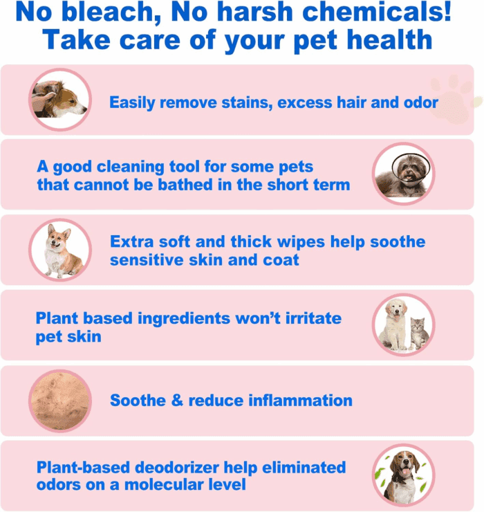 DR.EASY Super Caring 200Ct Pet Wipes for Dogs and Cats,Unscented，Ears, Face, Butt, Body and Eye –Convenient, Nature，Home or Travel，Best Pet Supplies - Image 4