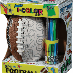 Icolor Kids Mini Football or Soccer Ball- Custom Color Youth Junior Ball with Markers Included - Design Your Own Football or Soccer Ball for Kids + Toddlers
