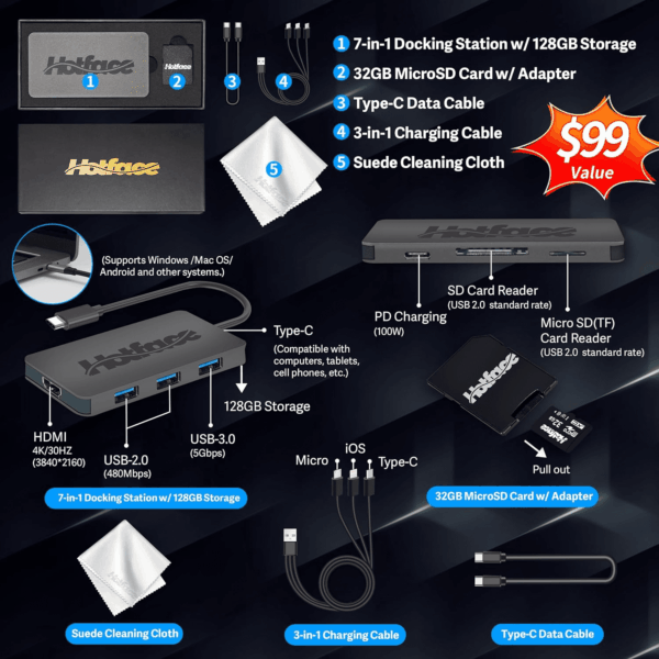 Stream 14" HD Brightview Laptop, Intel Celeron N4120, 16GB RAM, 288GB Storage (128GB Emmc + 160GB Docking Station Set), Intel UHD Graphics, 720P Webcam, Wi-Fi, 1 Year Office 365, Win 11 S, Black - Image 2