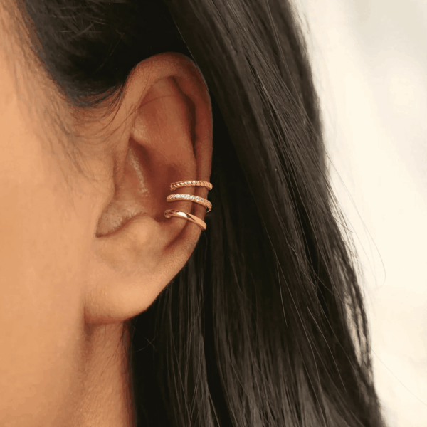 Gold Ear Cuffs Earrings for Women Non Piercing - Clip on Cartilage Earrings Dainty 14K Gold Sterling Silver Plated Cubic Zirconia Huggie Hoop Earring for Women No Tarnish Trendy Jewelry Set - Image 2