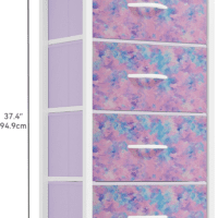 Dresser with 4 Drawers - Storage Tower Unit, Dresser for Bedroom, Living Room, Closets - Sturdy Steel Frame, Wooden Top & Easy Pull Fabric Bins, Purple - Image 3