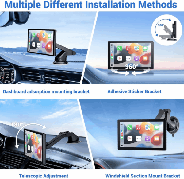 Wireless Apple Carplay Screen for Car 4K Dash Cam, 9" Portable Apple Carplay & Android Auto Car Stereo, with 1080P Backup Camera, GPS Navigation/Mirror Link/Voice Control/Bluetooth - Image 5
