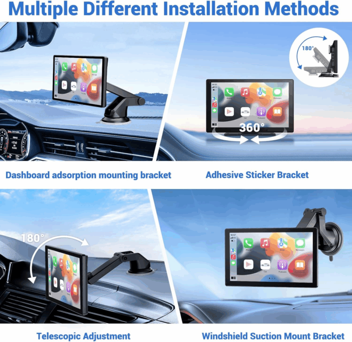 Wireless Apple Carplay Screen for Car 4K Dash Cam, 9" Portable Apple Carplay & Android Auto Car Stereo, with 1080P Backup Camera, GPS Navigation/Mirror Link/Voice Control/Bluetooth - Image 5