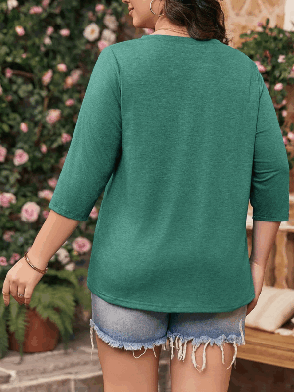 Women plus Size Tops V Neck 3/4 Sleeve Casual T Shirts Loose Basic Tunic Tees - Image 2