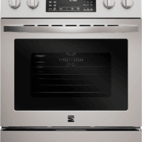 Front Control Electric Range Oven with 5 Cooktop Elements with 7 Cooking Power Options, True Convection, Steam and Self Clean, Freestanding Oven, 4.8 Cu. Ft. Capacity Stainless Steel