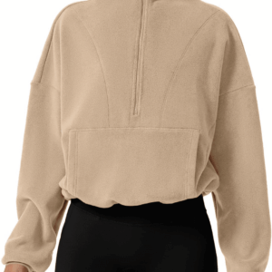 Women Half Zip Fleece Sweatshirt Mock Neck Long Sleeve Winter Cozy Sherpa Pullover Sweater Tops