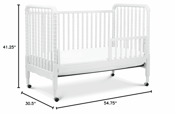 Jenny Lind 3-In-1 Convertible Baby Crib - GREENGUARD Gold Certified Portable Crib - Convertible Crib to Toddler Bed and Daybed - 4 Adjustable Heights - Easy to Assemble White Wooden Crib - Image 8