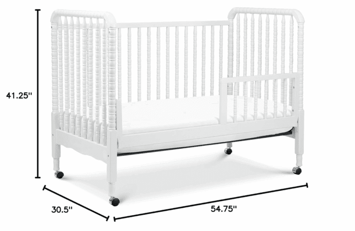 Jenny Lind 3-In-1 Convertible Baby Crib - GREENGUARD Gold Certified Portable Crib - Convertible Crib to Toddler Bed and Daybed - 4 Adjustable Heights - Easy to Assemble White Wooden Crib - Image 8