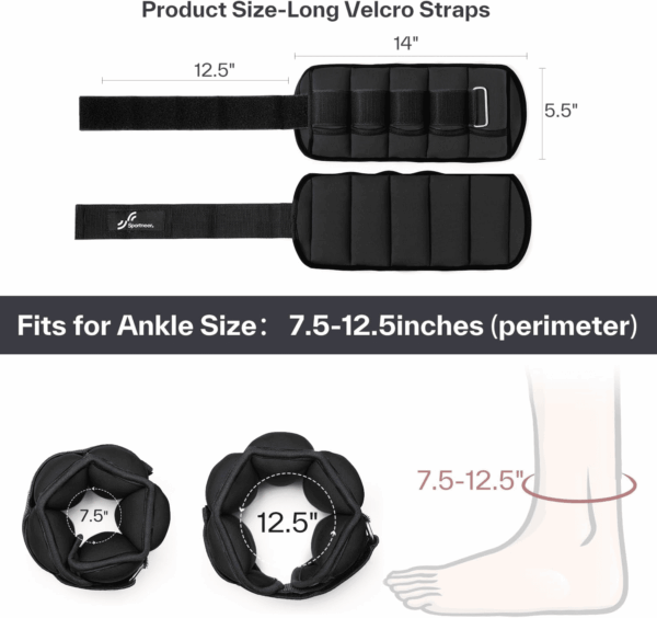 Adjustable Ankle Weights 1 Pair 2 4 6 8 10 Lbs Leg Weight Straps for Women Men, Weighted Ankle Weights Set for Gym,Fitness, Workout,Walking, Jogging,1-5 Lbs Each Ankle, 1 Pair 2-10 Lbs - Image 5