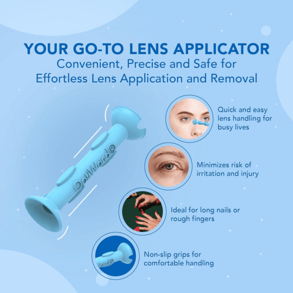 Portable Soft Contact Lens Removal & Insertion Tool - Silicone Rubber Eye Lens Inserter & Remover Device with Pincher End & Finger Grips - Safe & Easy to Use, Travel Size – 1.75" - Image 3