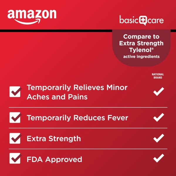 Extra Strength Pain Relief, Acetaminophen Caplets, 500 Mg, 200 Count (Packaging May Vary) - Image 2