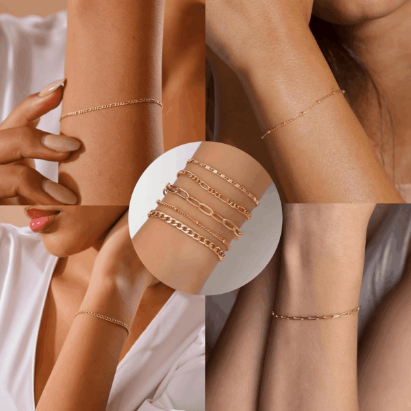 Gold Bracelets for Women Trendy,14K Real Gold Plated Dainty Stackable Paperclip Cuban Link Chain Bracelets, Gold Cuff Bracelets Jewelry Gifts Adjustable 7"+2" - Image 3