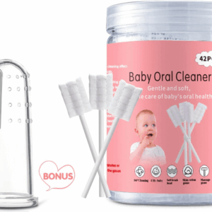 Baby Tongue Cleaner, Baby Toothbrush, 42Pcs Disposable Infant Toothbrush Clean Baby Mouth,Gauze Gum Cleaner Baby Oral Cleaning Stick Dental Care for 0-36 Month Baby+Free 1 Finger Toothbrush