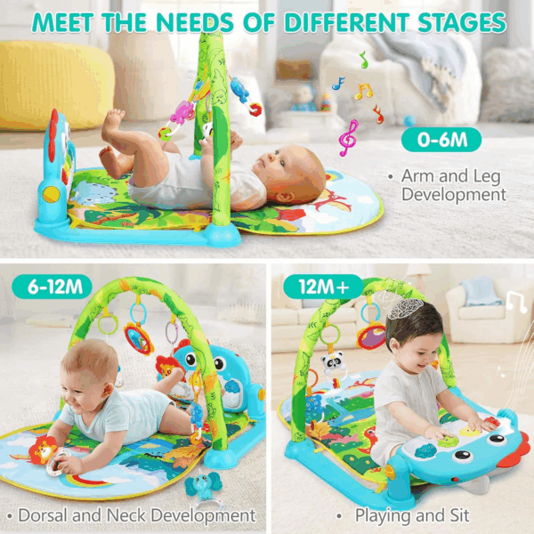 Baby Gym Play Mats Baby Toys Tummy Time Mat Musical Activity Center for Newborn Infant Piano Babies Play Mat Music & Light Newborn Infant Gifts for Babies 0-3 6 9 12 Months Dinosaur Style - Image 5