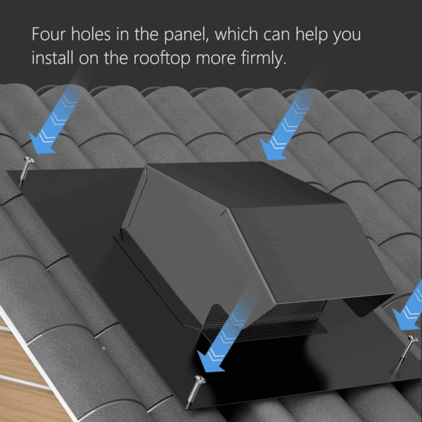 10 Inch Roof Exhaust Vent Cap - Heavy Duty Galvanized Steel Roof Vents for Houses, with Damper, for Home Ventilation System - Black - Image 3