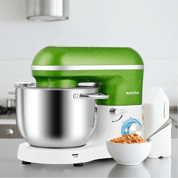 Stand Mixer,6.5Qt 660W 6-Speed Tilt-Head Food Mixer, Kitchen Electric Mixer with Dough Hook, Wire Whip & Beater (Green-White, 6.5QT) - Image 6