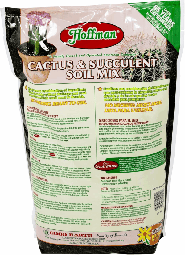 10404 Organic Cactus and Succulent Soil Mix, 4 Quarts, Brown/A - Image 2