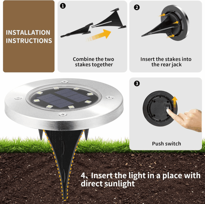 Solar Lights Outdoor Waterproof, 12 Pack Solar Ground Lights, Solar Garden Lights Landscape Lighting for Pathway Driveway Patio Backyard Walkway (Warm White) - Image 4