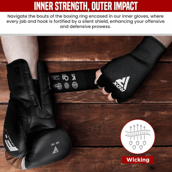 Boxing Hand Wraps Inner Gloves Men Women, Half Finger Elasticated Bandages, under Mitts Fist Protection, Muay Thai, Kickboxing, MMA, Martial Arts Speed Bag Punching Training - Image 4