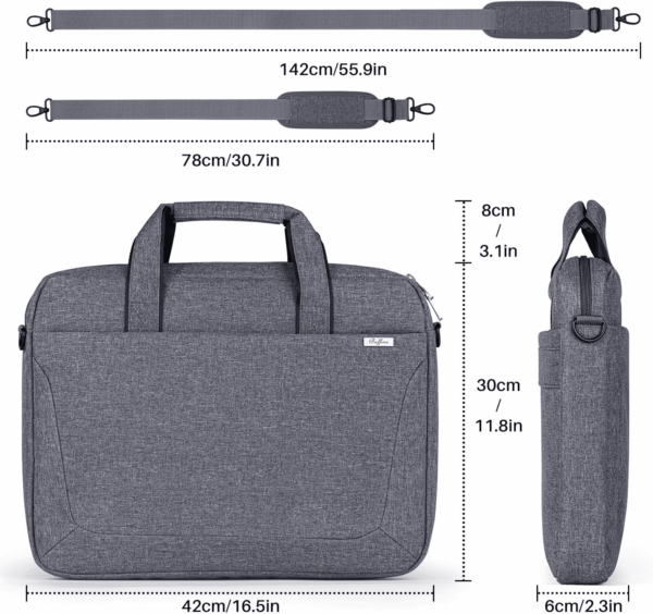 17 17.3 Inch Laptop Shoulder Bag for Men Women,Waterproof Computer Carrying Case Messenger Bag with Strap for 17"-18" HP Dell,Laptop Briefcase for Office Business Travel College School,Grey - Image 6