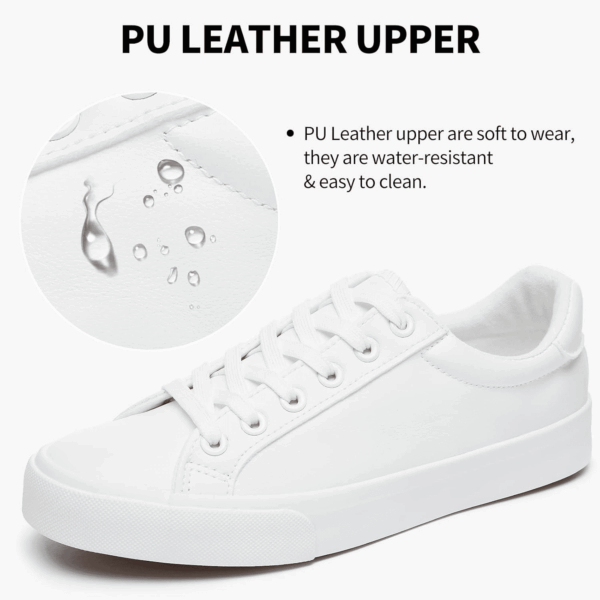 Womens White Tennis Shoes PU Leather Sneakers Casual Walking Shoes for Women - Image 2