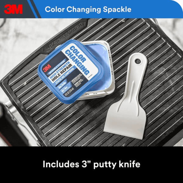 High Strength Spackling Compound 12 Oz. and Putty Knife, Color Changing, Applies Blue, Dries White, Ideal for Use on Drywall, Plaster, Stoccu and Wood, Easy Interior and Exterior Repairs (CC-SIOC) - Image 2