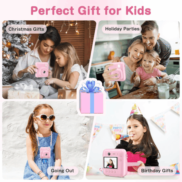 Kids Camera Instant Print, Dual-Lens 48MP Digital Camera for Christmas Birthday Gifts, 1080P Selfie Instant Cameras for Kids with 32GB Card, Instant Print Digital Camera for Girls Boys-Pink - Image 7