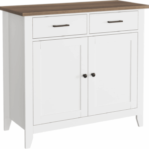 Kitchen Storage Cabinet, Modern Farmhouse Buffet Cabinet with Storage, Coffee Bar with 2 Drawers and 2 Doors, Floor Sideboard Buffet for Living Room, Dining Room, Bathroom, Ivory White