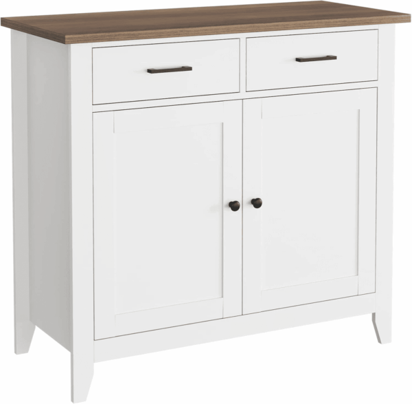 Kitchen Storage Cabinet, Modern Farmhouse Buffet Cabinet with Storage, Coffee Bar with 2 Drawers and 2 Doors, Floor Sideboard Buffet for Living Room, Dining Room, Bathroom, Ivory White