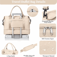 Weekender Bags for Women,Overnight Travel Duffel Bag,Personal Item Travel Bag with Shoes Compartment,Gym Bag,3Pcs Set - Image 6