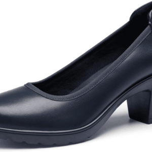 Women'S Chunky Closed Toe Low Block Heels Work Pumps Comfortable round Toe Dress Wedding Shoes