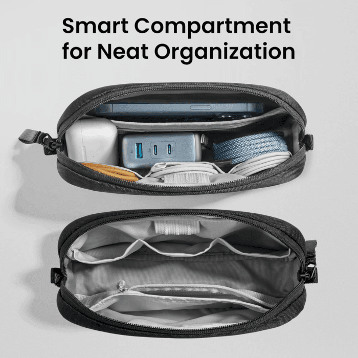 Electronics Organizer Travel Case, Water Resistant Travel Bag Cable Organizer for Essentials, Tech Pouch Accessories Carry Storage for Cord, Phone, Cables, Airpods, USB Flash Drive, Daily Items - Image 2
