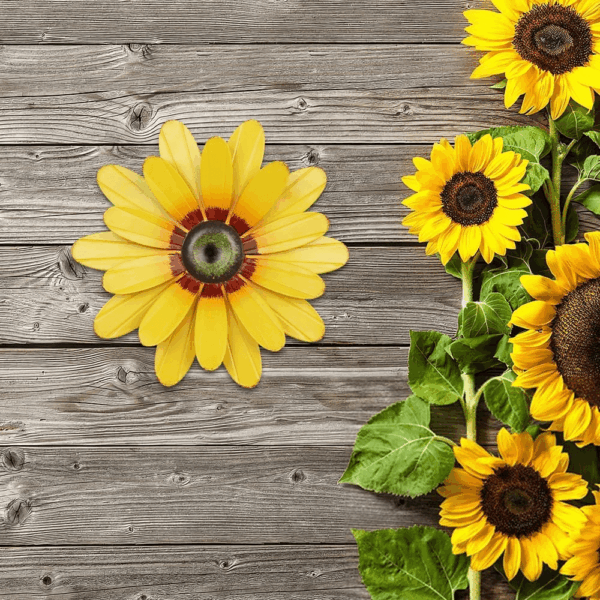 Sunflower Garden Decor, 11'' Metal Flower Wall Decor, Yard Hanging Wall Art Decorations for Kitchen, Bathroom, Living Room, Spring Boho Art for Indoor Outdoor - Image 3