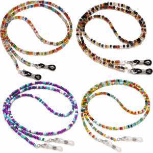 4Pcs Beaded Eyeglass Chains for Women & Girls, Sunglass Holder Strap around Neck, Acrylic Glasses Hanger Keeper