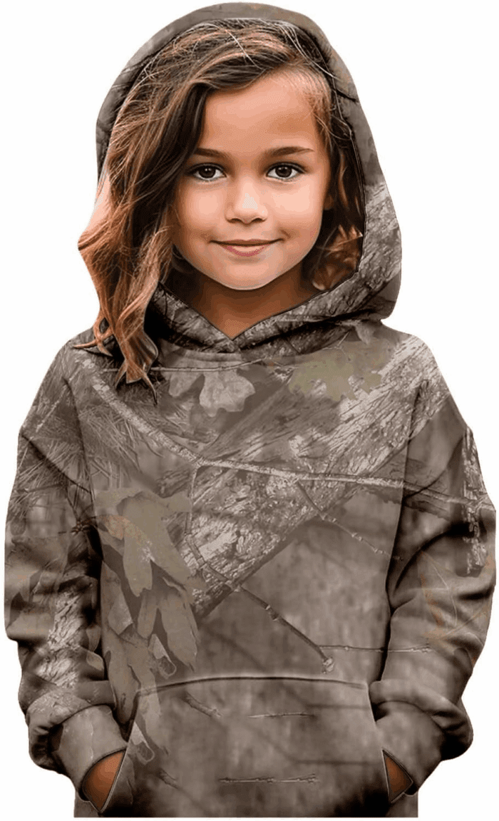 Camo Hoodies for Teen Girls Cute Sweatshirt Maple Leaf Print Oversized Fleece Sweatshirts Pullover Tops with Pocket - Image 3