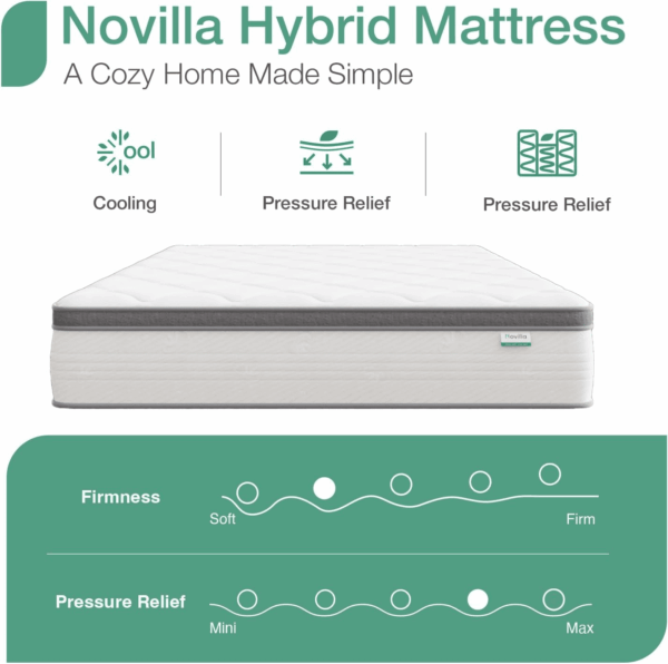 King Mattress, 12 Inch Hybrid Mattress King with Comfort Foam, Innerspring Pillow Top King Mattress in a Box, King Size Mattress for Pressure & Pain Relief, Soft Feel but Supportive - Image 6